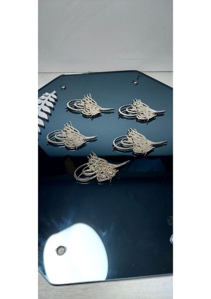 Şık Metal Tuğra, Osmanlı Tarzı, 4X3CM, Gri Renk, 40 Adet Set fiyatları