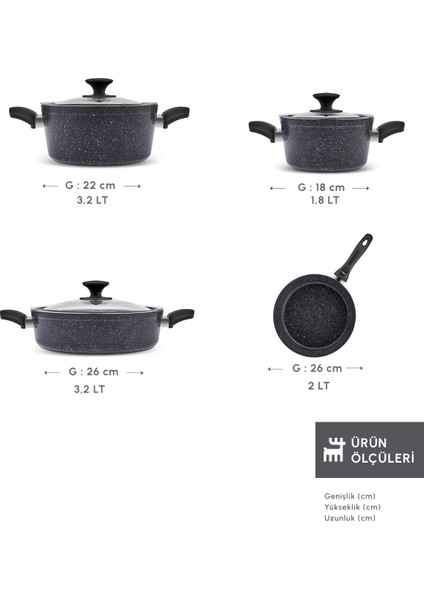 7 Parça Yapışmaz Tencere ve Tava Seti Siyah, Dayanıklı ve Şık Mutfak Takımı fiyatları