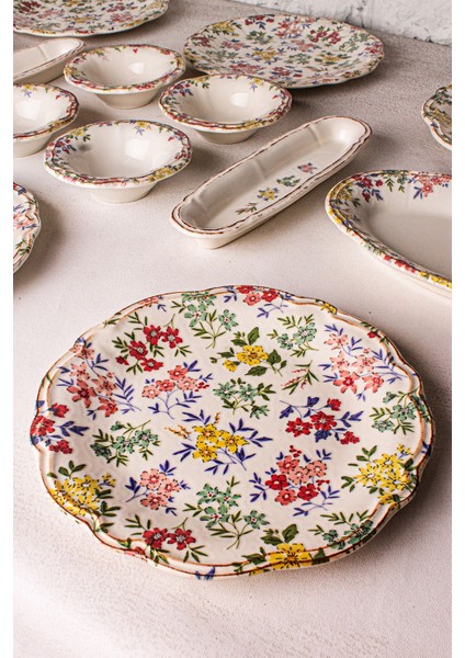 Renkli 14 Parça Porselen Kahvaltı Takımı Seti 6 Kişilik, Vintage Tuval Tasarımı indirimleri
