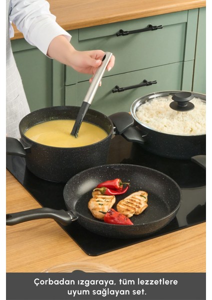 7 Parça Yapışmaz Tencere ve Tava Seti Siyah, Dayanıklı ve Şık Mutfak Takımı indirimleri