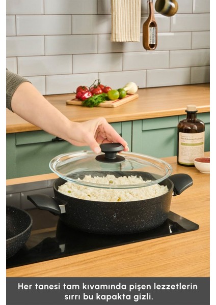 7 Parça Yapışmaz Tencere ve Tava Seti Siyah, Dayanıklı ve Şık Mutfak Takımı