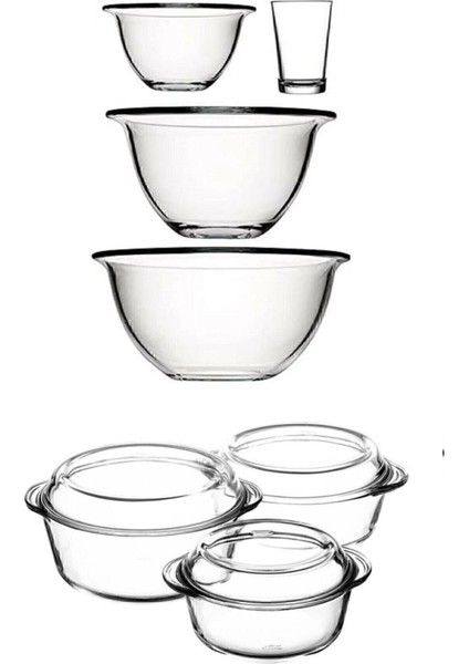 Beyaz Hazırlık ve Borcam Tencere Seti - Şık ve Kullanışlı Mutfak Takımı