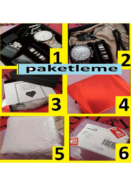 Özel Kutulu Hediyelik Çakmaklı Erkek Kombin Saat Seti ( 5 Parça'lı Aksesuar)- 6082