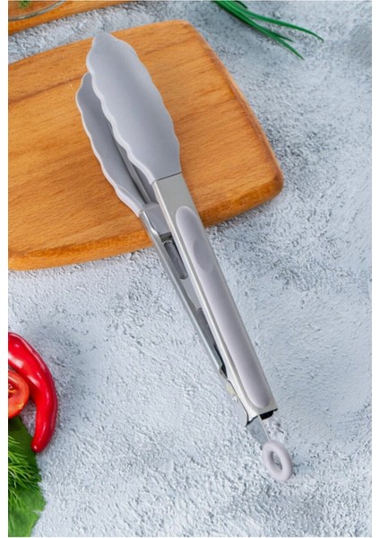 Siyah Metal Saplı Silikon Uçlu Kilitli Kızartma Maşası, Pratik ve Dayanıklı Tasarım indirimleri