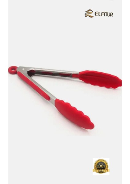 Siyah Metal Saplı Silikon Uçlu Kilitli Kızartma Maşası, Pratik ve Dayanıklı Tasarım