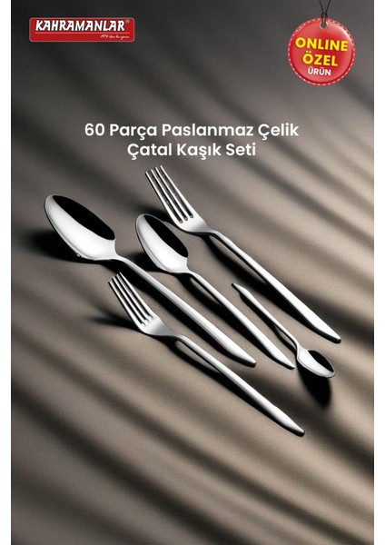 Gri 60 Parça Çatal Kaşık Takımı, Şık ve Kullanışlı Set indirimleri