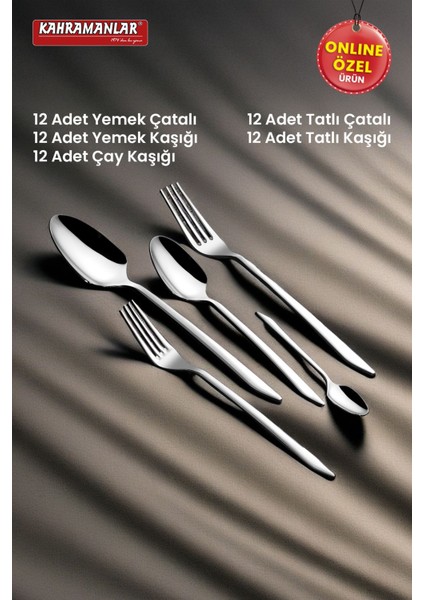 Gri 60 Parça Çatal Kaşık Takımı, Şık ve Kullanışlı Set