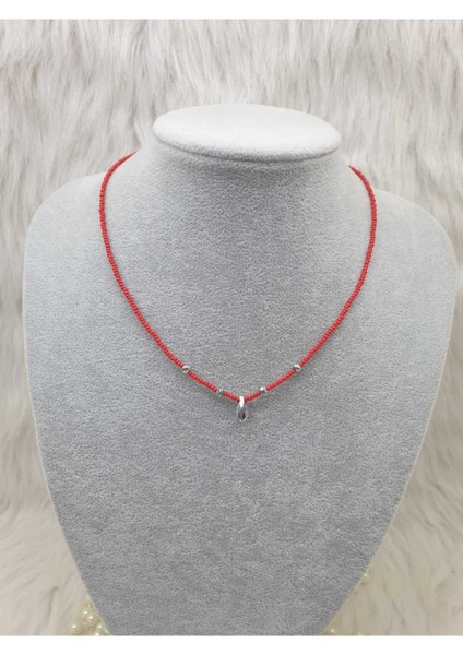 - 40 cm Kristal Taşlı Kırmızı Kolye/hediyelik Kolye/özel Tasarım Hediyelik fiyatları