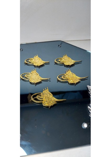 Gold Metal Tuğra, 4X3CM, Osmanlı Motifli, 20 Adet