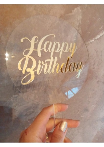 Gümüş Renkli Doğum Günü Pasta Süsü, Şık ve Parlak Dekorasyon Öğesi