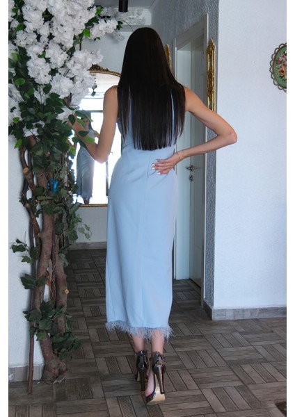 Bebe Mavi Önü Taş Detaylı Yırtmaçlı Tüy Detaylı Abiye 9705402.449 indirimleri