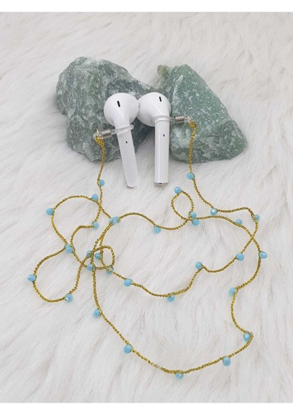 - Zinciri Altın Zincir Görünümlü Gold Sim Airpods Zincir