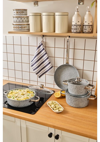 7 Parça Mavi Tencere Seti, Sağlam ve Dayanıklı Mutfak Gereçleri