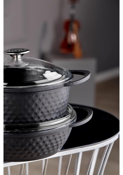 7 Parça Döküm Tencere Seti, Siyah, Dayanıklı ve Şık Tasarım modelleri