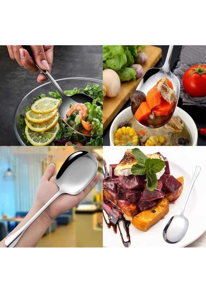 2'li Paslanmaz Çelik 21 cm Servis Salata ve Spatula Seti, Şık ve Dayanıklı modelleri