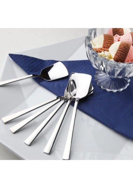 18/10 Paslanmaz Çelik 6'lı Lüx Dondurma ve Tatlı Kaşığı Seti, Şık ve Dayanıklı