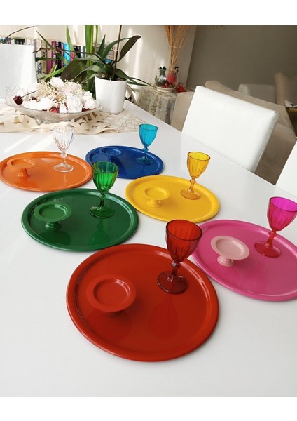 6'lı Renkli Tek Kişilik Sunum Tepsisi Seti fiyatları