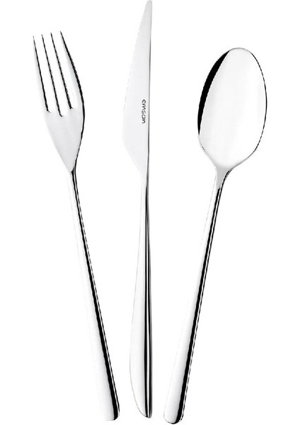 Şık 18 Parça 6 Kişilik Tatlı Çatal Kaşık Bıçak Seti Gümüş fırsatları