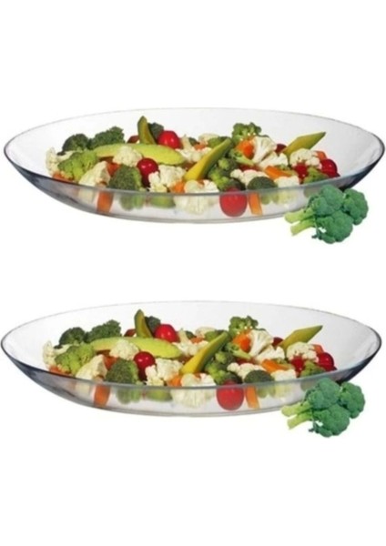 2'li Oval Servis Kayık Tabak 25 Cm, Beyaz, Şık ve Kullanışlı Paket