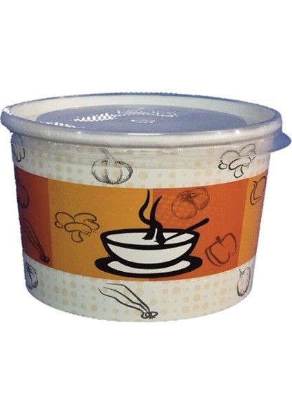 Şeffaf Kapaklı 16 Oz Kağıt Çorba Kâsesi, 50 Adet