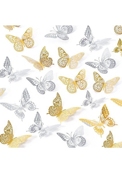 Çok Renkli 3D Kelebek Duvar Süsü, Doğum Günü ve Parti Dekoru