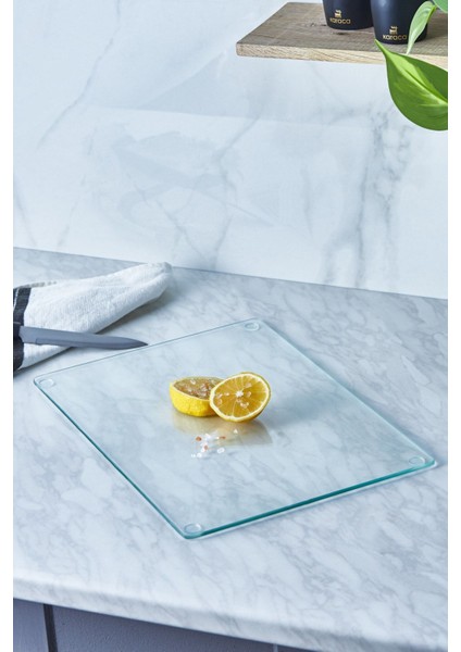 Turuncu Cam Kesme Tahtası, Şık ve Dayanıklı Mutfak Gereci