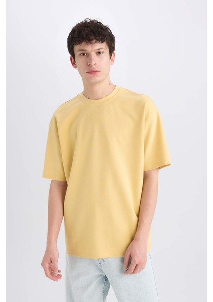 Oversize Geniş Kalıp Ütü Gerektirmeyen Bisiklet Yaka Kısa Kollu Basic Düz Ağır Kumaş Tişört X3926AZ25SP modelleri