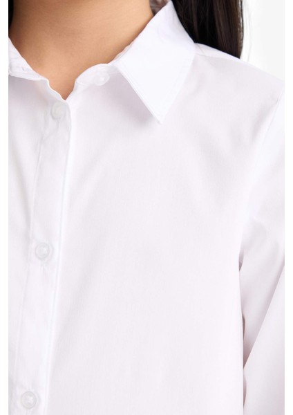 Kız Çocuk Slim Fit Dar Kesim Bengalin Uzun Kollu Okul Gömleği K9023A625AU indirimleri