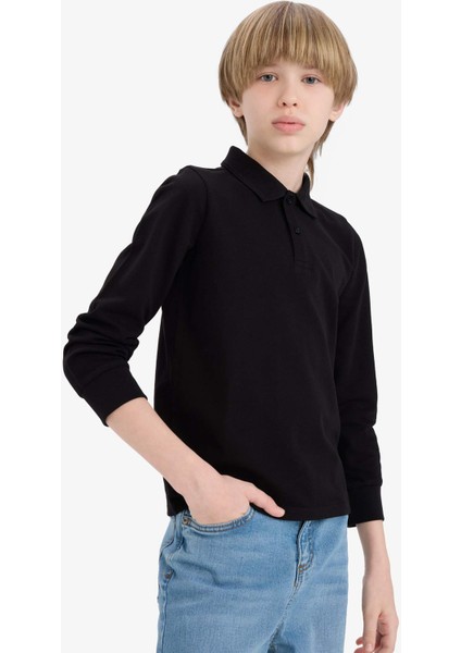 Erkek Çocuk Polo Yaka Pike Uzun Kollu Okul Tişörtü L0288A625AU fırsatları