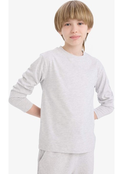 Erkek Çocuk Bisiklet Yaka Basic Düz Uzun Kollu Okul Tişörtü K1686A625AU modelleri