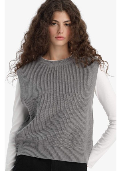 Oversize Geniş Kalıp Bisiklet Yaka Triko Süveter S0375AZ25WN