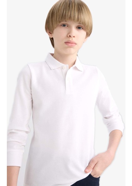 Erkek Çocuk Polo Yaka Pike Uzun Kollu Okul Tişörtü L0288A625AU