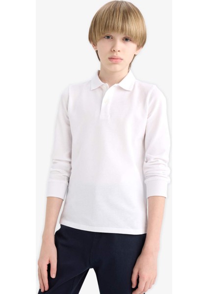 Erkek Çocuk Polo Yaka Pike Uzun Kollu Okul Tişörtü L0288A625AU fırsatları