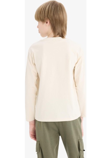 Erkek Çocuk Bisiklet Yaka Basic Düz Uzun Kollu Okul Tişörtü K1686A625AU