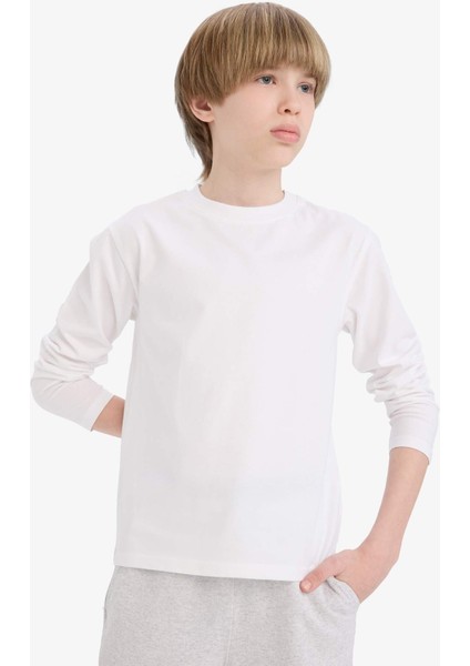 Erkek Çocuk Bisiklet Yaka Basic Düz Uzun Kollu Okul Tişörtü fırsatları