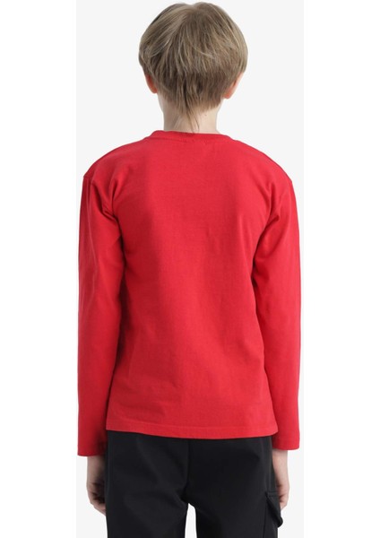 Erkek Çocuk Bisiklet Yaka Basic Düz Uzun Kollu Okul Tişörtü K1686A625AU