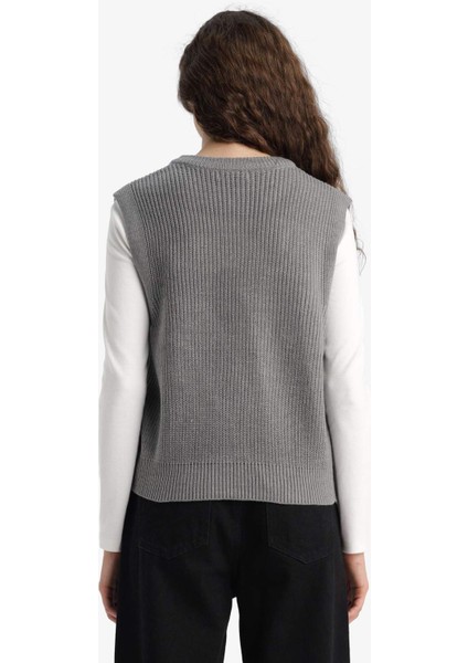 Oversize Geniş Kalıp Bisiklet Yaka Triko Süveter S0375AZ25WN