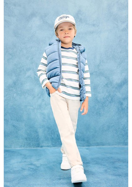Erkek Bebek Bisiklet Yaka Çizgili Uzun Kollu Okul Tişörtü fırsatları