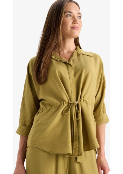 Beli Lastikli Uzun Kollu Gömlek F4972AX25AU