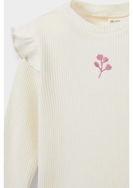 Kız Bebek Bisiklet Yaka Çiçekli Fitilli Kaşkorse Uzun Kollu Okul Tişörtü D0745A525AU fiyatları