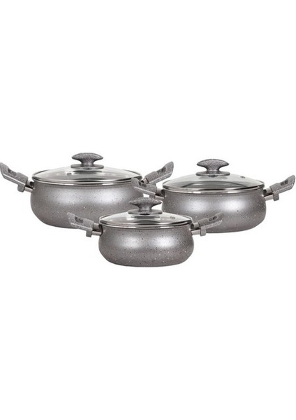 6 Parça Gri Güveç Seti, Dayanıklı ve Şık Pişirme Tasımları