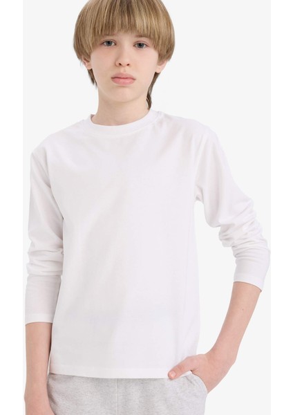 Erkek Çocuk Bisiklet Yaka Basic Düz Uzun Kollu Okul Tişörtü K1686A625AU modelleri