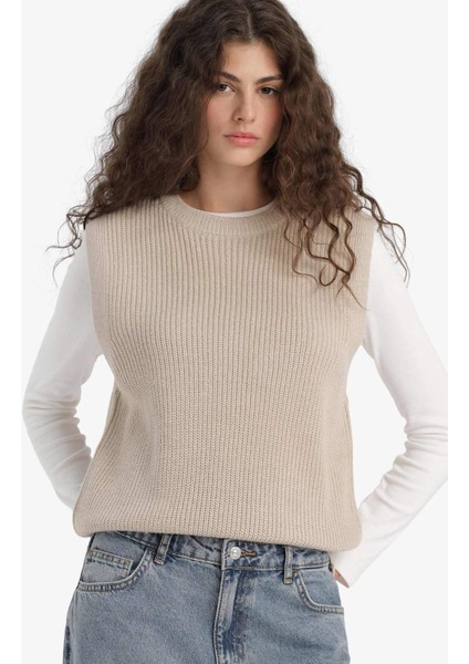 Oversize Geniş Kalıp Bisiklet Yaka Triko Süveter S0375AZ25WN