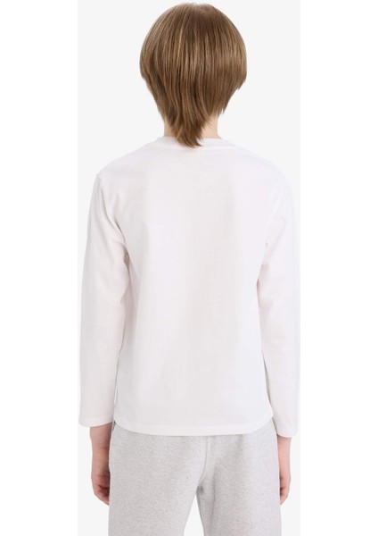 Erkek Çocuk Bisiklet Yaka Basic Düz Uzun Kollu Okul Tişörtü K1686A625AU