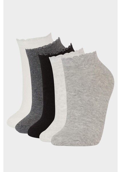 Kadın Parıltılı 5'li Pamuklu Patik Çorap F5626AXNS