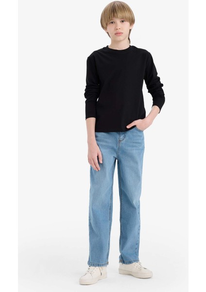 Erkek Çocuk Bisiklet Yaka Basic Düz Uzun Kollu Okul Tişörtü K1686A625AU fiyatları