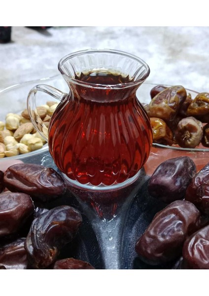 6'lı Çizgili Tombul Çay Bardağı Seti, Şık ve Rahat Kullanım Için Ideal