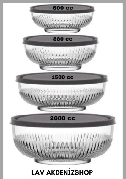 4'lü Saklama Kabı Seti, Gri, Pratik ve Şık Mutfak Gereciği