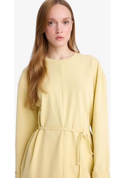 Loose Fit Bisiklet Yaka Uzun Kollu Tunik fırsatları