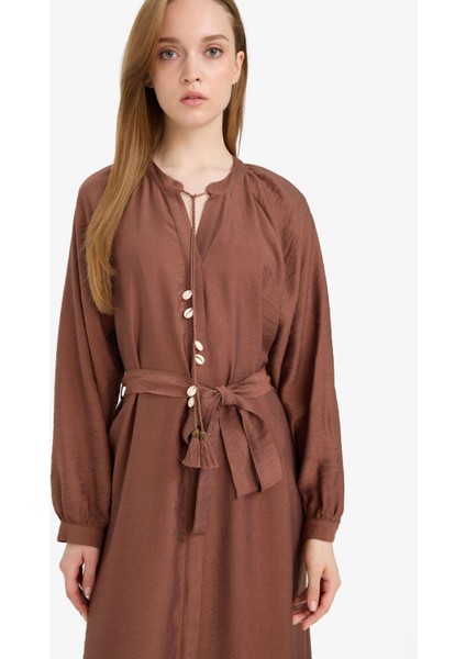 Relax Fit Hakim Yaka Uzun Kollu Elbise D7322AX25AU fırsatları